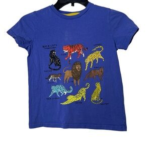 Mini Boden Blue Wild Cats Short Sleeve Tee (Size 7/8)